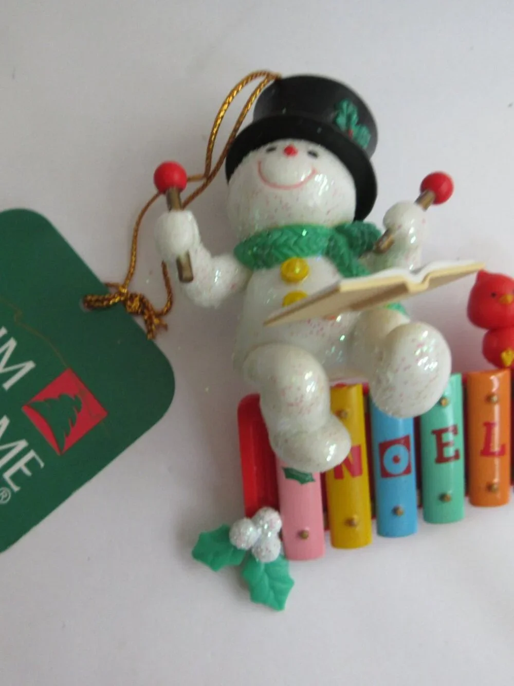 Trim A Home Christmas Tree Ornament Snowman Playing Xylophone NOEL Kmart 1996